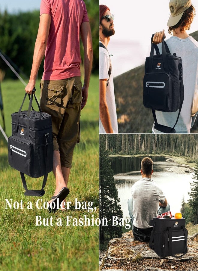 CaCTOUR Extra Large Insulated Lunch Bag, 24L/35 Can with Adjustable Shoulder Straps,Collapsible Lunch Box for Men,Leakproof Portable Soft Soft Lunch Box for Work,Picnic (Black) - Image 4